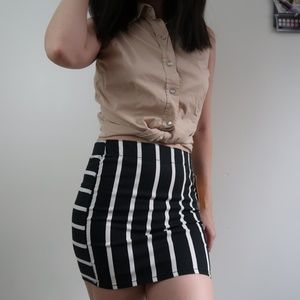 H&M Black and White Striped Mini Skirt